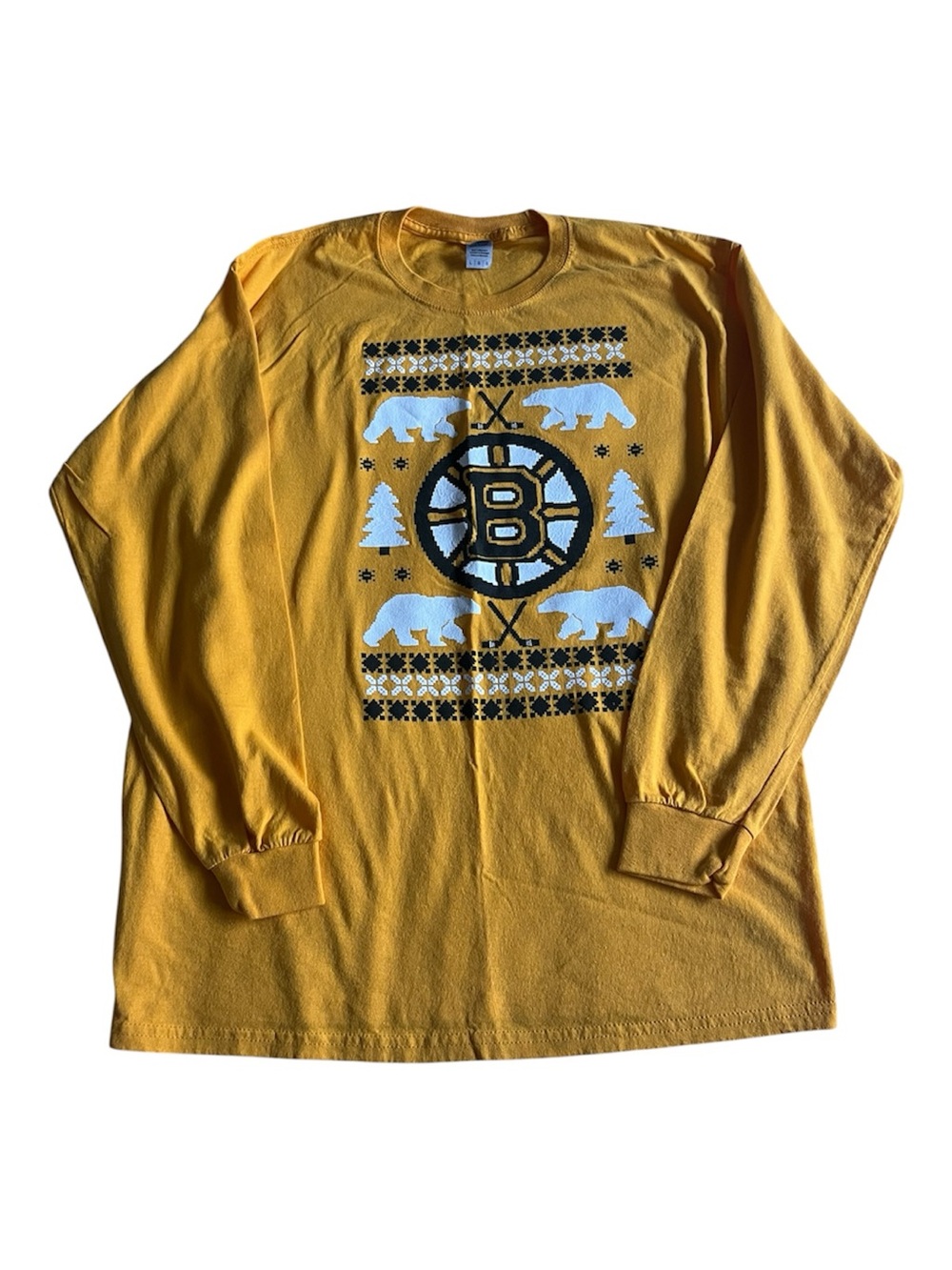 NHL‎ Hockey Boston Bruins Holiday Long Sleeve T-Shirt Size Large Gildan Cotton